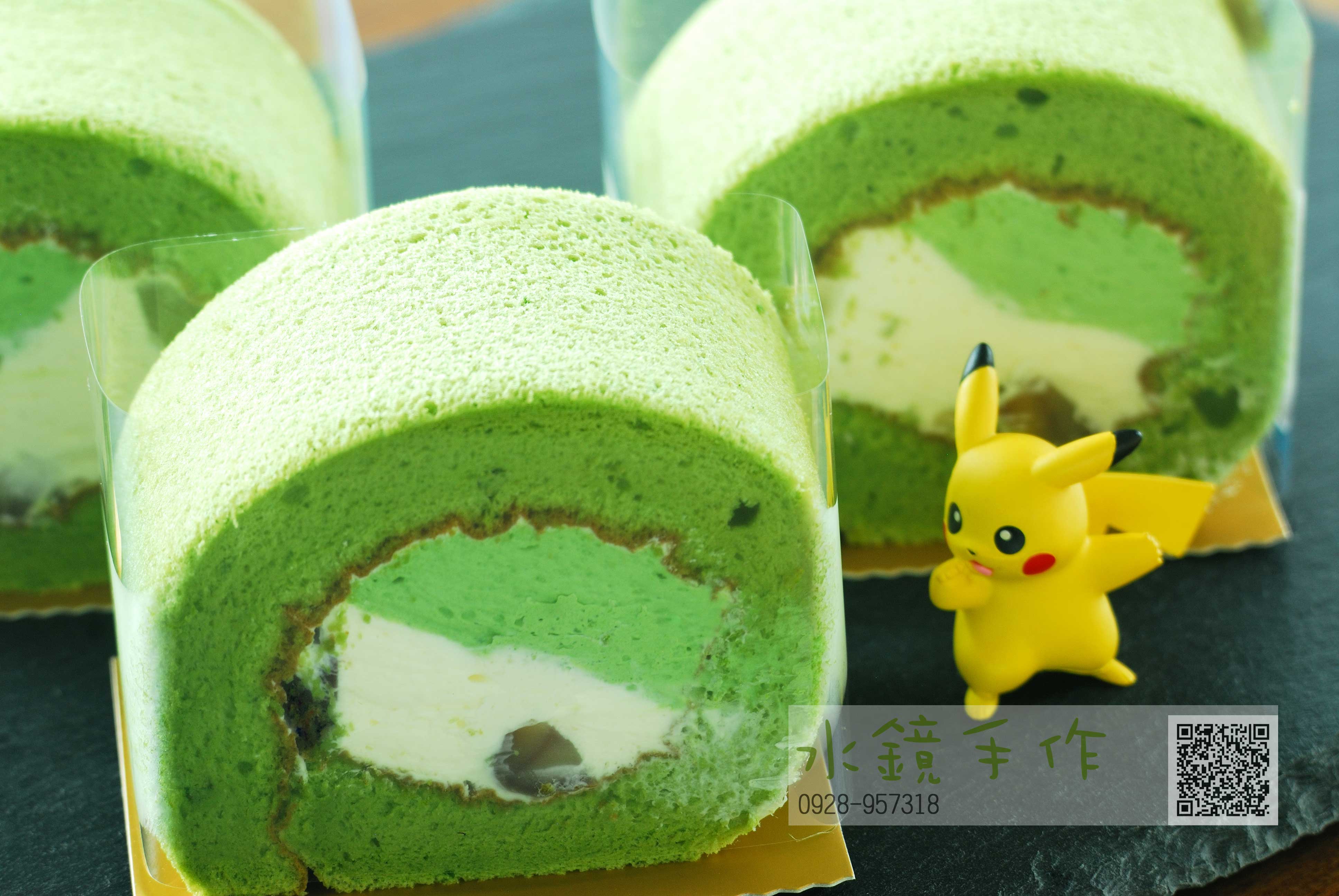 切片抹茶栗子雙色蛋糕卷