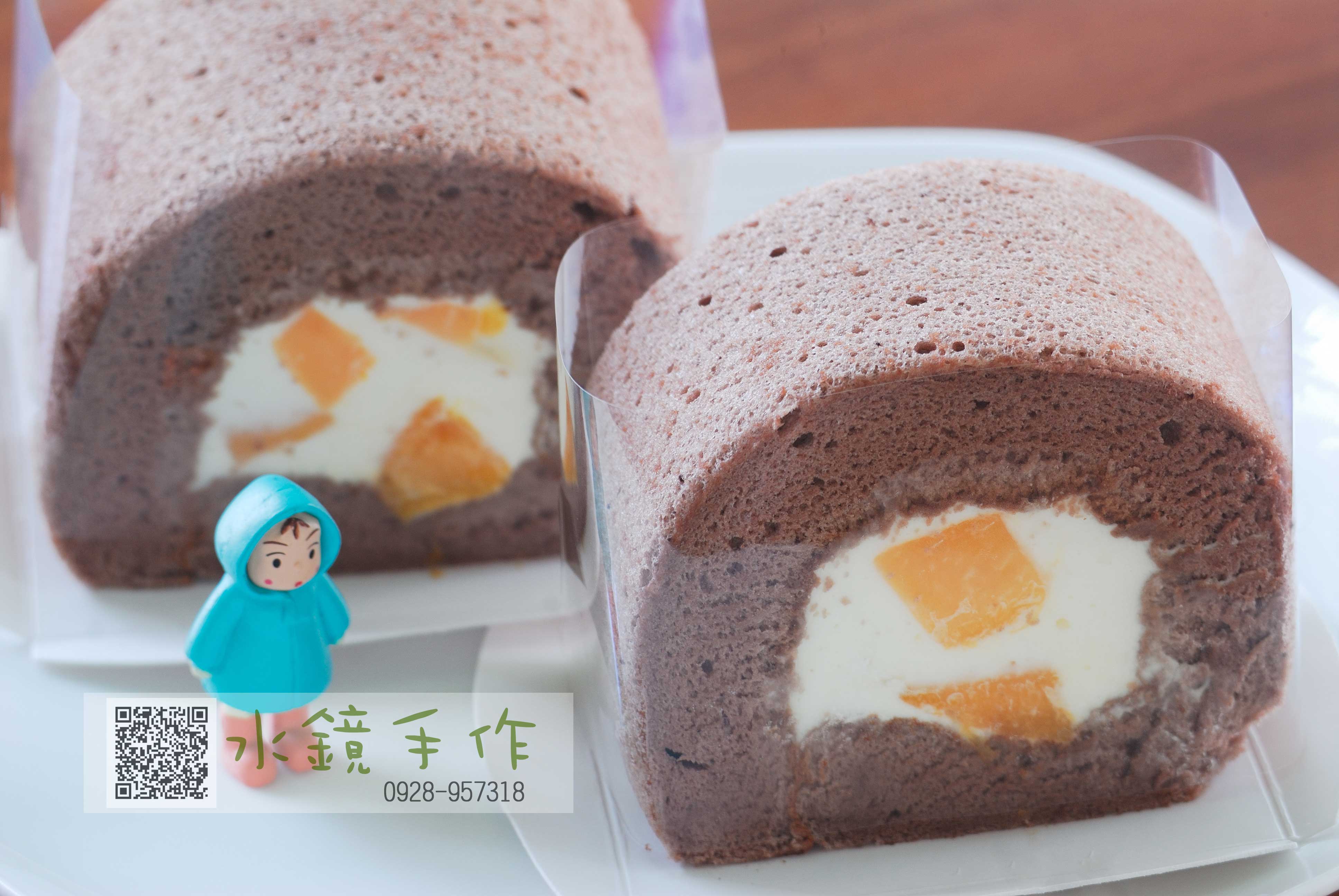 切片巧克力芒果蛋糕卷